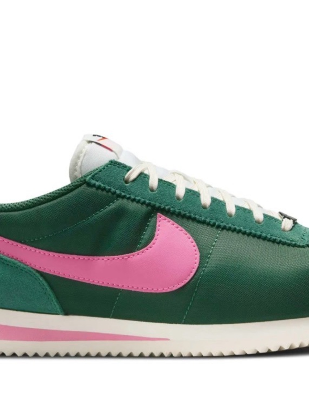 Nike Cortez Sneakers in Dark Green with Pink Swoosh - Picture 6 of 6
